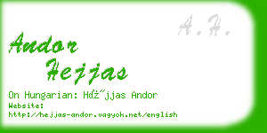 andor hejjas business card